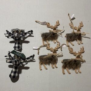 Rustic Plaid and Faux Fur Reindeer Ornaments by WONDERLAND